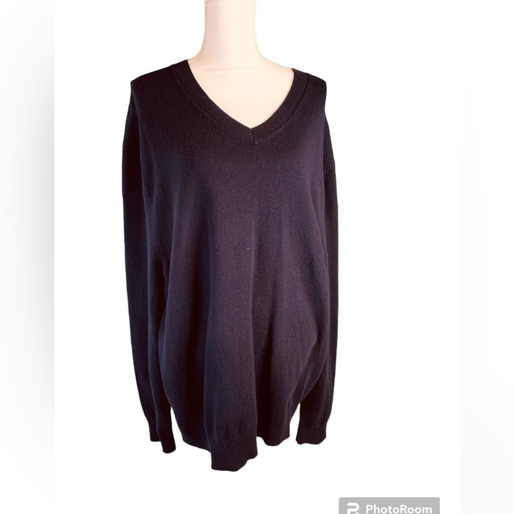 Calvin Klein Men’s XXL Navy Merino Wool Blend V-Neck Sweater NWT